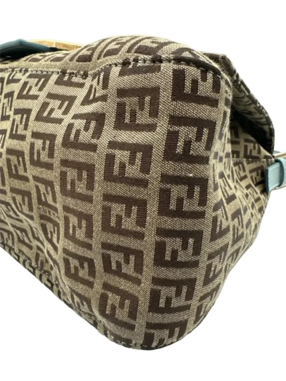 Vintage Fendi Zucchino Mamma Baguette Blue Brown - Picture 8 of 10